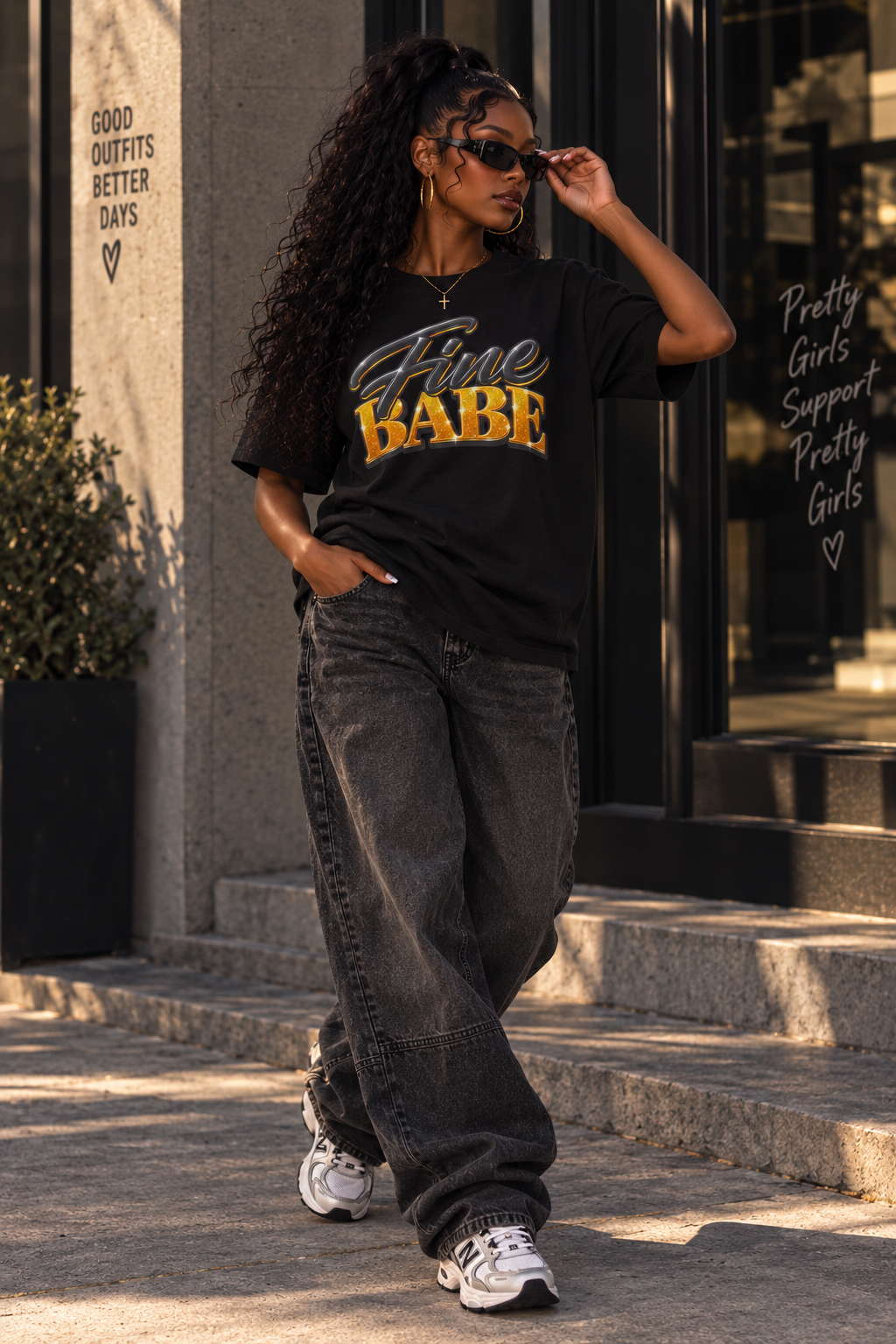 Fine Babe Text T-shirt