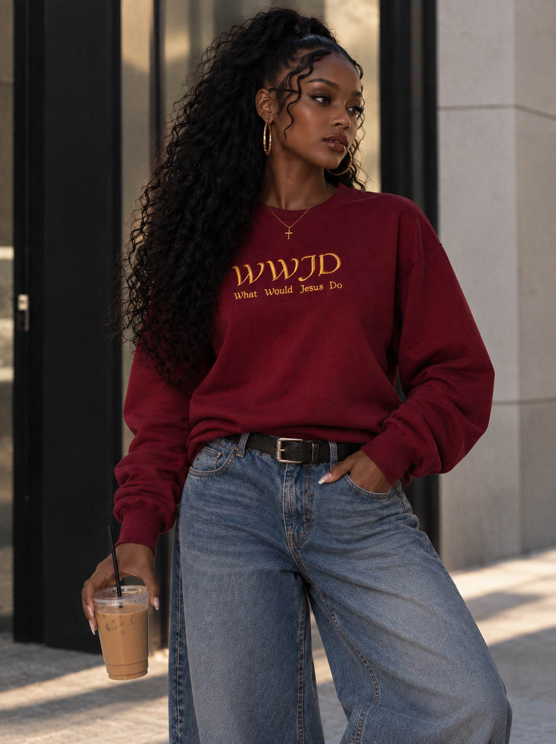 WWJD Embroidered Sweatshirt